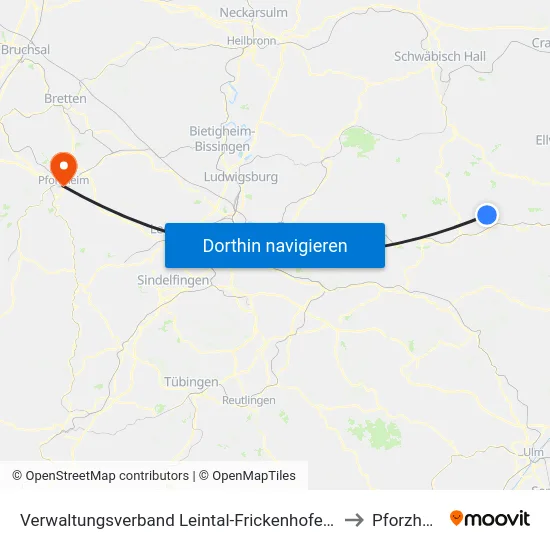 Verwaltungsverband Leintal-Frickenhofer Höhe to Pforzheim map