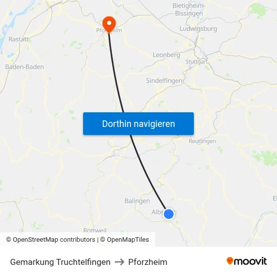 Gemarkung Truchtelfingen to Pforzheim map