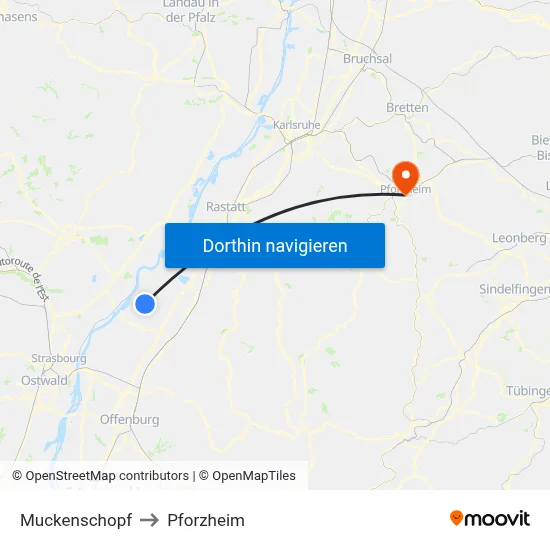 Muckenschopf to Pforzheim map