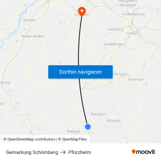 Gemarkung Schömberg to Pforzheim map