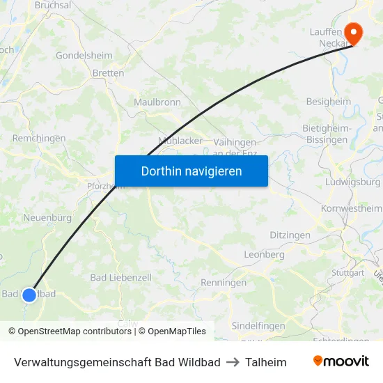 Verwaltungsgemeinschaft Bad Wildbad to Talheim map
