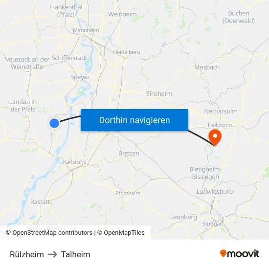 Rülzheim to Talheim map