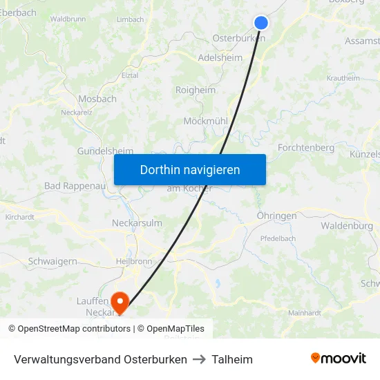 Verwaltungsverband Osterburken to Talheim map