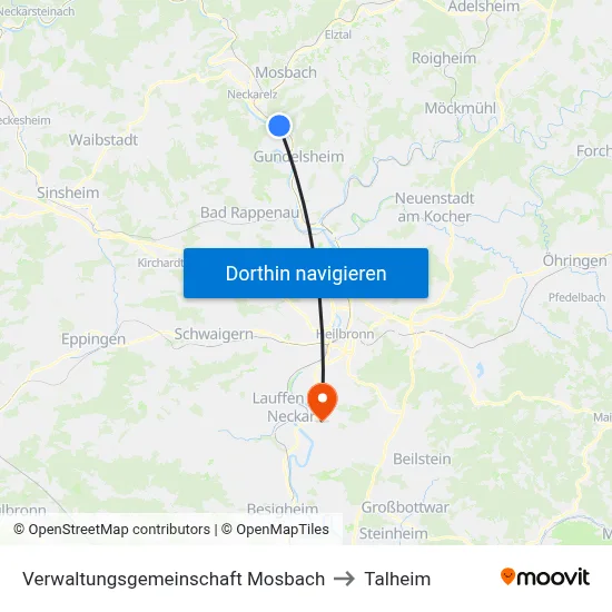 Verwaltungsgemeinschaft Mosbach to Talheim map