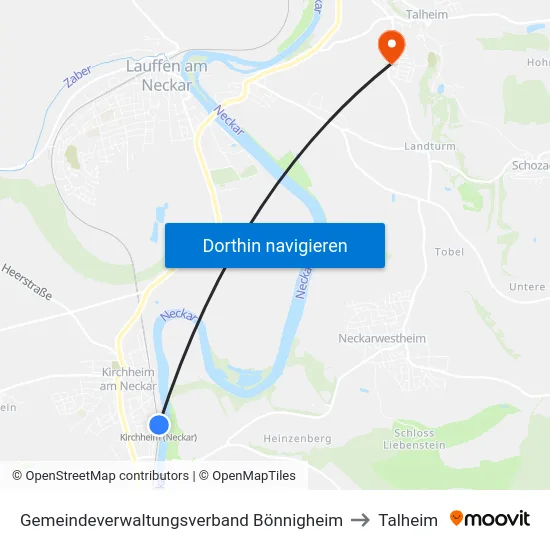 Gemeindeverwaltungsverband Bönnigheim to Talheim map