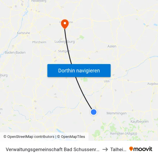 Verwaltungsgemeinschaft Bad Schussenried to Talheim map