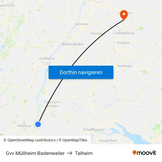 Gvv Müllheim-Badenweiler to Talheim map