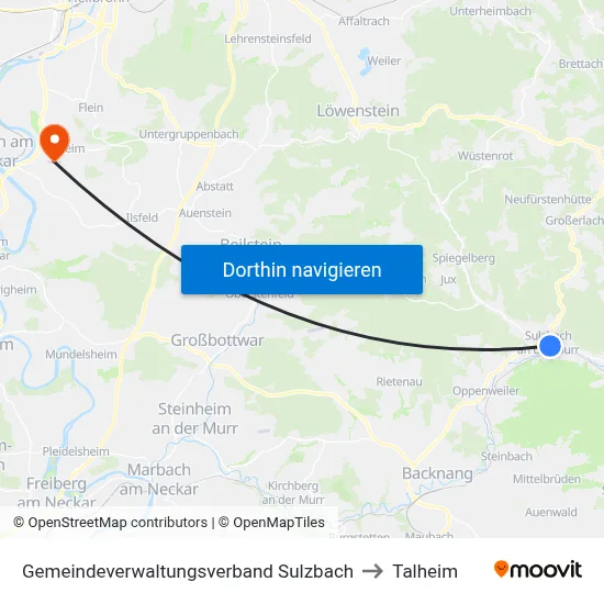 Gemeindeverwaltungsverband Sulzbach to Talheim map