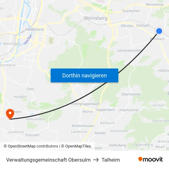 Verwaltungsgemeinschaft Obersulm to Talheim map