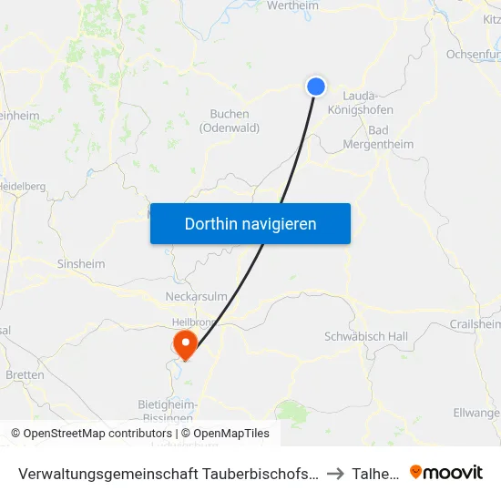 Verwaltungsgemeinschaft Tauberbischofsheim to Talheim map