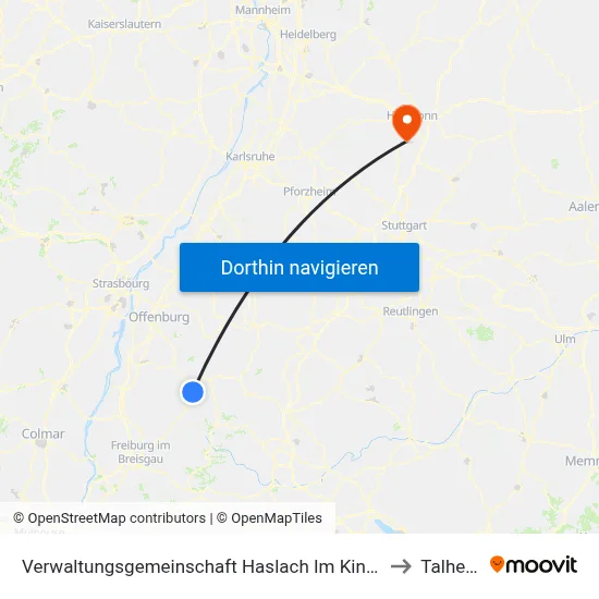 Verwaltungsgemeinschaft Haslach Im Kinzigtal to Talheim map