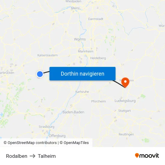 Rodalben to Talheim map