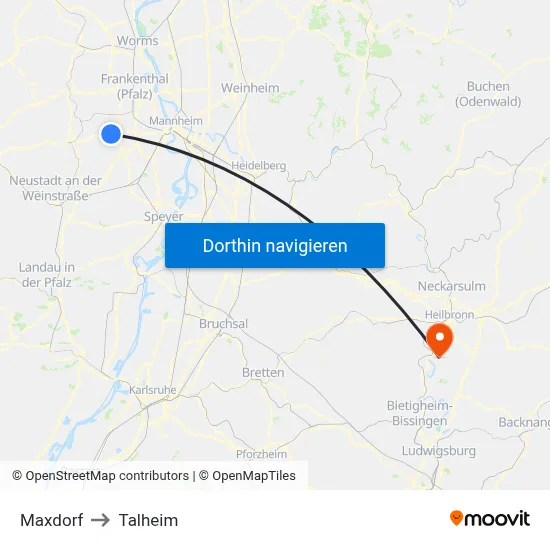 Maxdorf to Talheim map