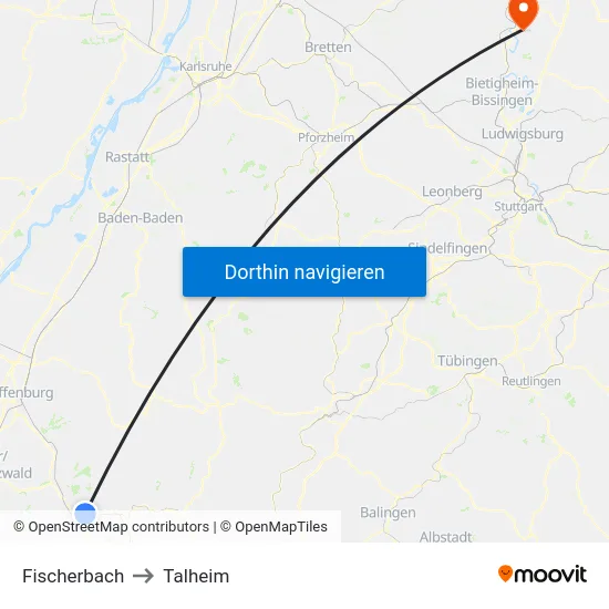 Fischerbach to Talheim map