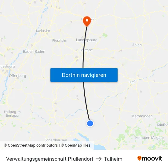 Verwaltungsgemeinschaft Pfullendorf to Talheim map