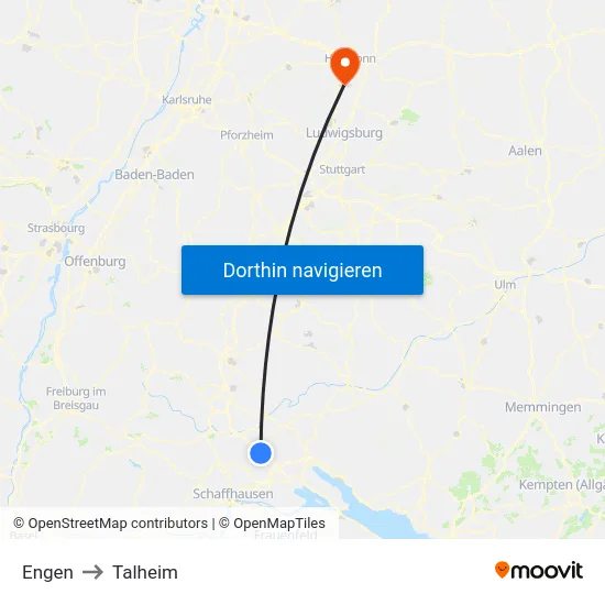 Engen to Talheim map