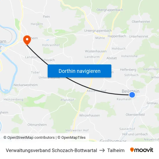 Verwaltungsverband Schozach-Bottwartal to Talheim map