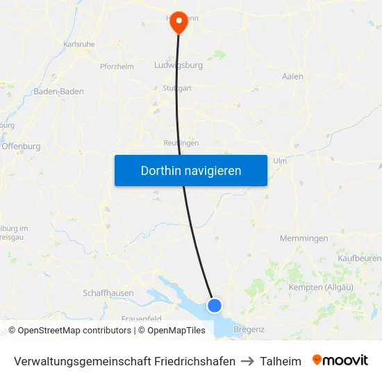 Verwaltungsgemeinschaft Friedrichshafen to Talheim map
