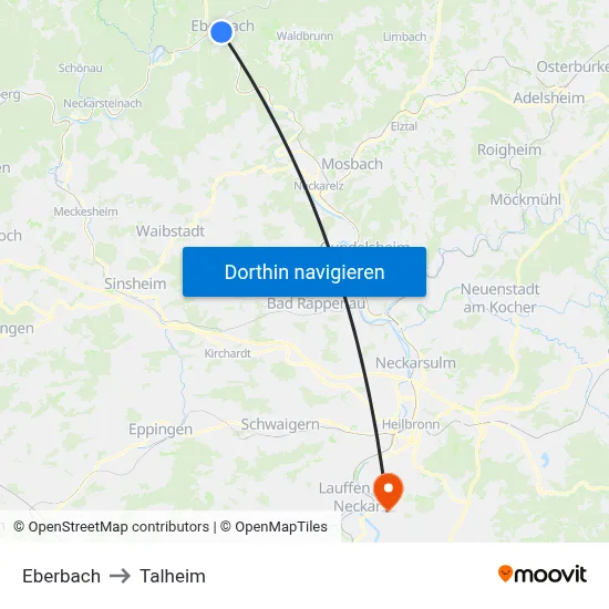 Eberbach to Talheim map