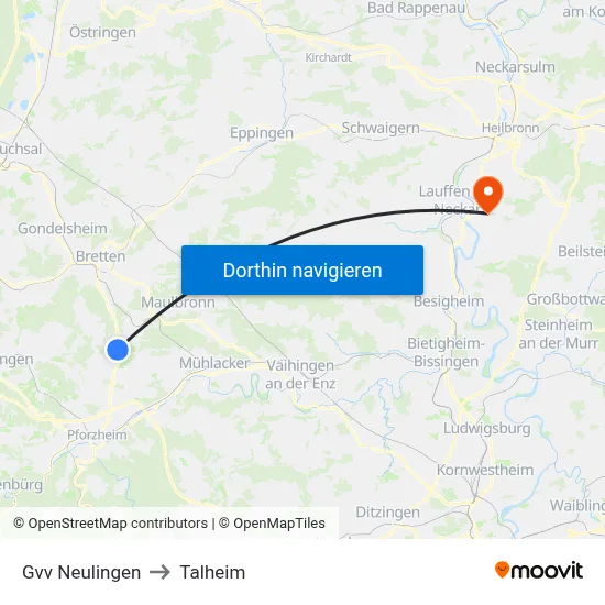 Gvv Neulingen to Talheim map