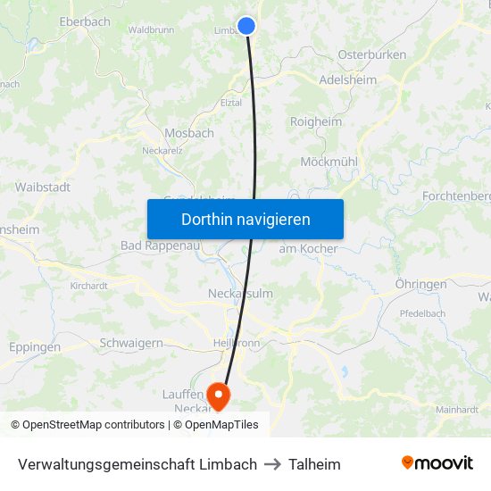 Verwaltungsgemeinschaft Limbach to Talheim map