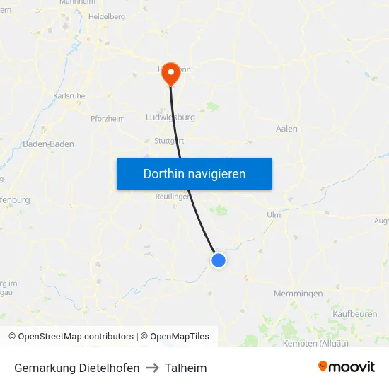 Gemarkung Dietelhofen to Talheim map