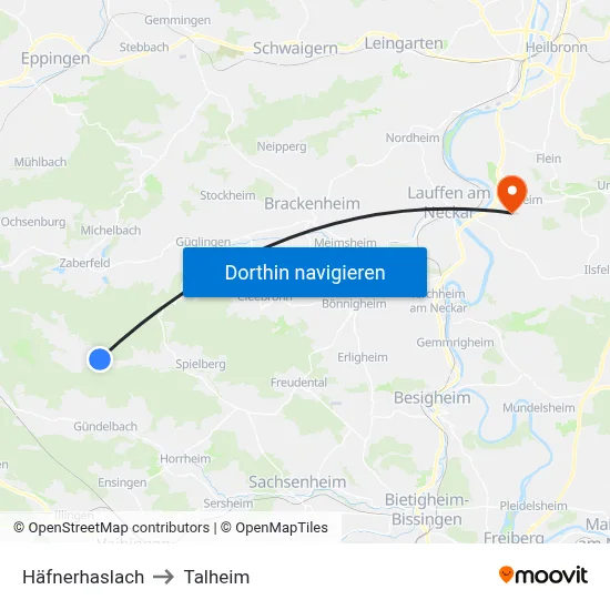Häfnerhaslach to Talheim map