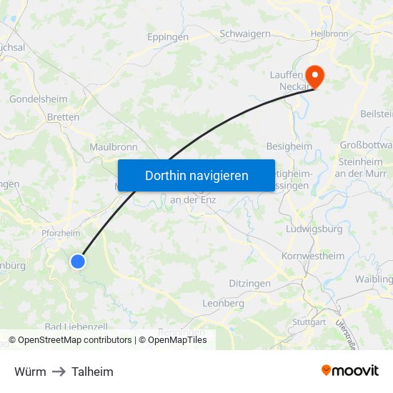 Würm to Talheim map