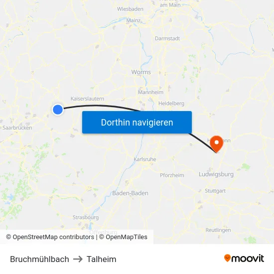 Bruchmühlbach to Talheim map