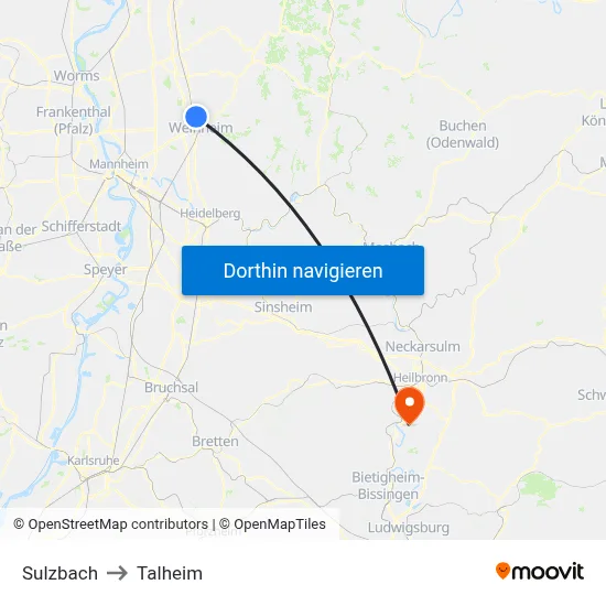 Sulzbach to Talheim map