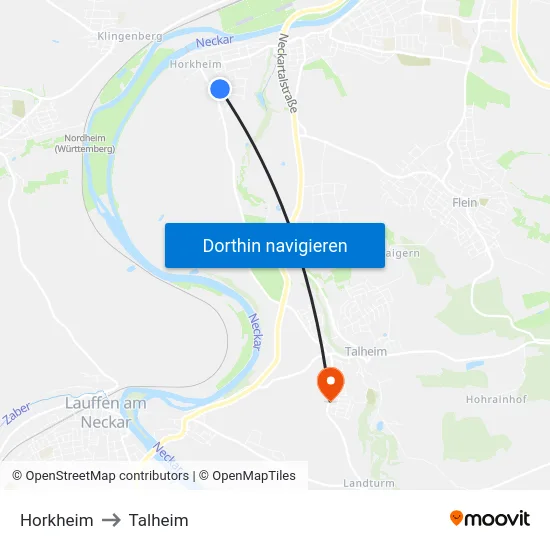 Horkheim to Talheim map