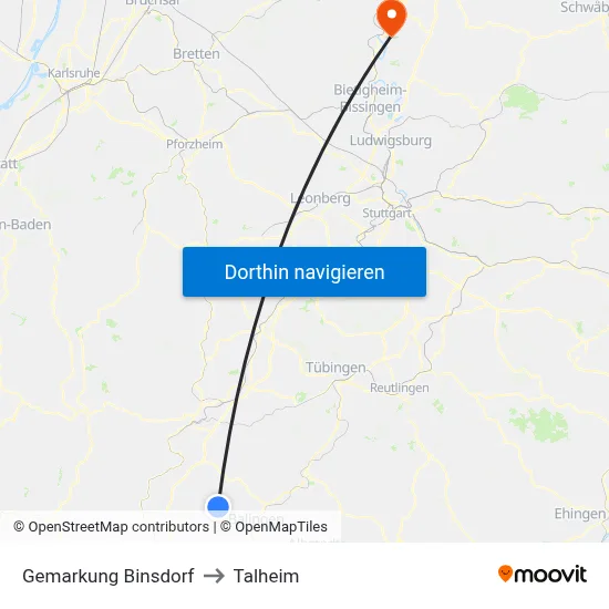 Gemarkung Binsdorf to Talheim map