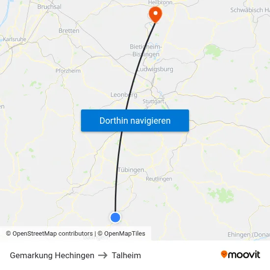 Gemarkung Hechingen to Talheim map