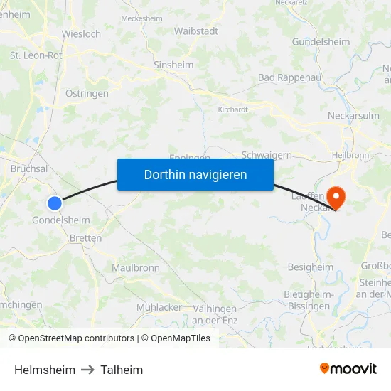 Helmsheim to Talheim map