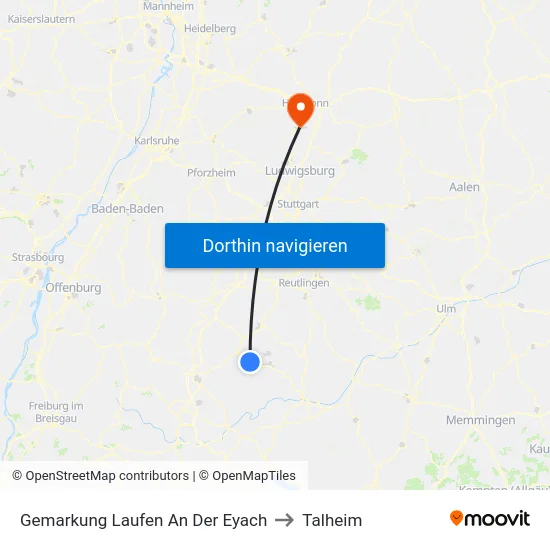 Gemarkung Laufen An Der Eyach to Talheim map