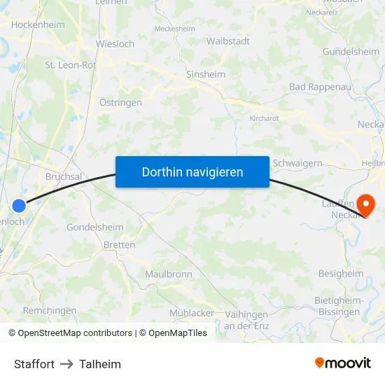 Staffort to Talheim map