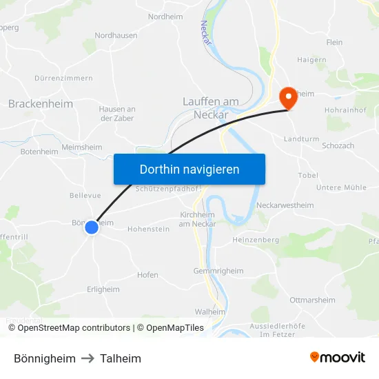 Bönnigheim to Talheim map