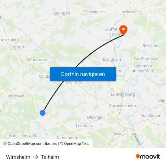 Wimsheim to Talheim map