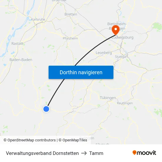Verwaltungsverband Dornstetten to Tamm map