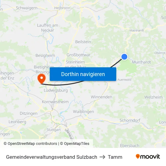 Gemeindeverwaltungsverband Sulzbach to Tamm map