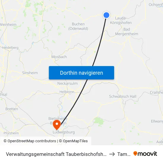 Verwaltungsgemeinschaft Tauberbischofsheim to Tamm map