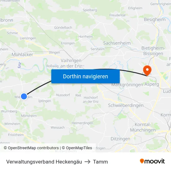 Verwaltungsverband Heckengäu to Tamm map