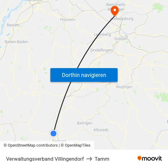 Verwaltungsverband Villingendorf to Tamm map