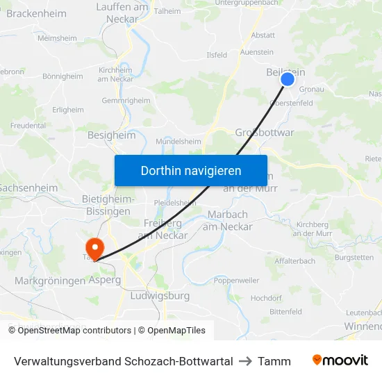 Verwaltungsverband Schozach-Bottwartal to Tamm map