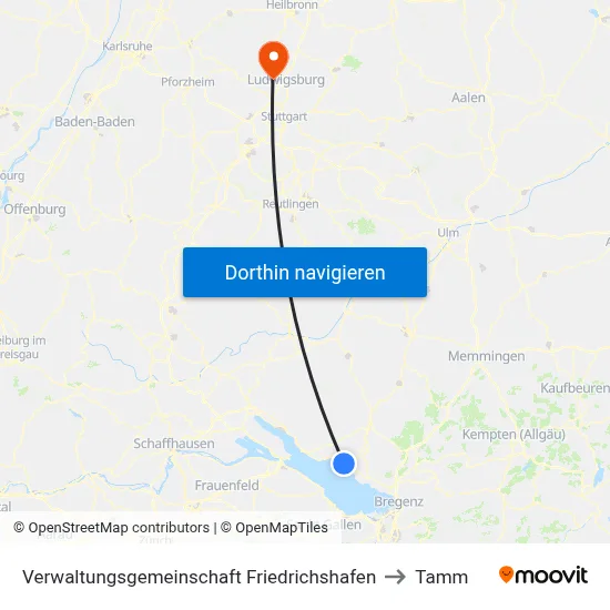 Verwaltungsgemeinschaft Friedrichshafen to Tamm map