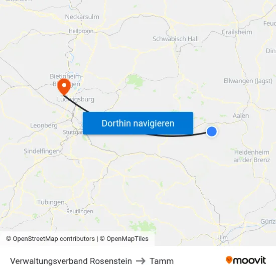 Verwaltungsverband Rosenstein to Tamm map
