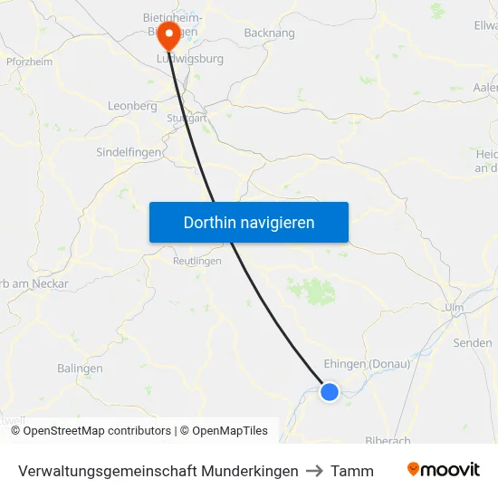 Verwaltungsgemeinschaft Munderkingen to Tamm map