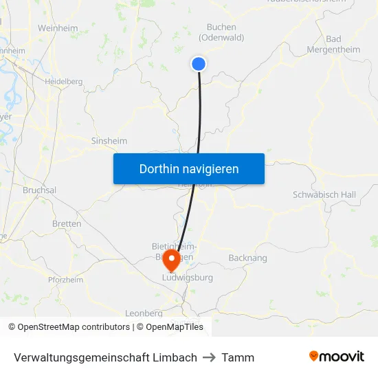 Verwaltungsgemeinschaft Limbach to Tamm map