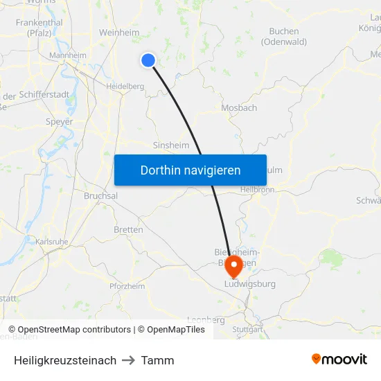 Heiligkreuzsteinach to Tamm map