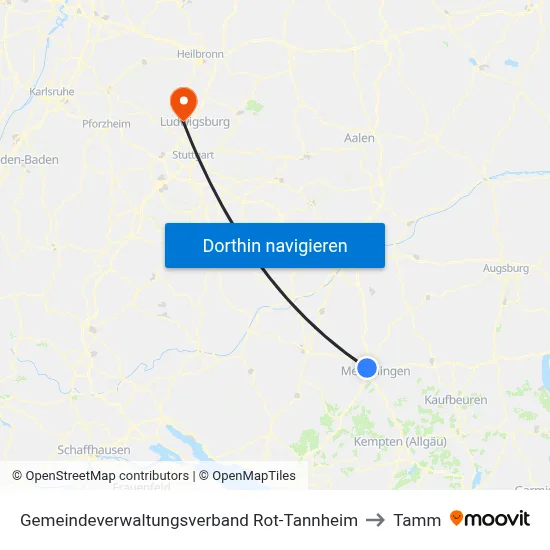 Gemeindeverwaltungsverband Rot-Tannheim to Tamm map